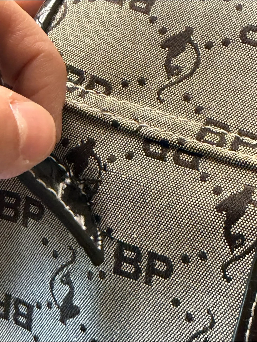 Baby Phat Gray and Black Shoulder Bag with Metallic Feline Clasp